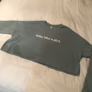 Heyday Boutique Hike Like A Girl Mint Green Crop Top Super Soft Sweatshirt